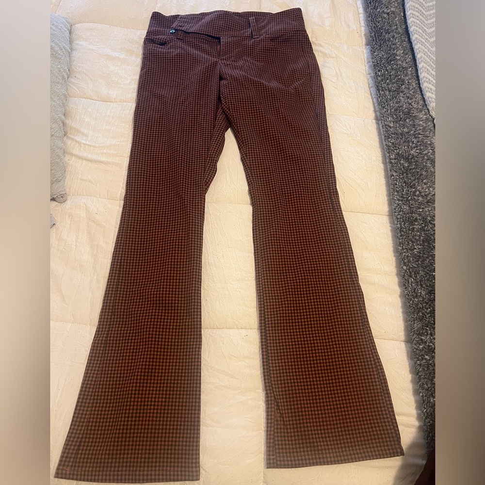 Brown & Black Gingham Flare Pants